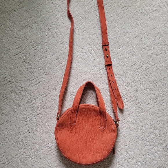 Madewell Handbags - MADEWELL Orange Juno Circle Suede Crossbody w Handles